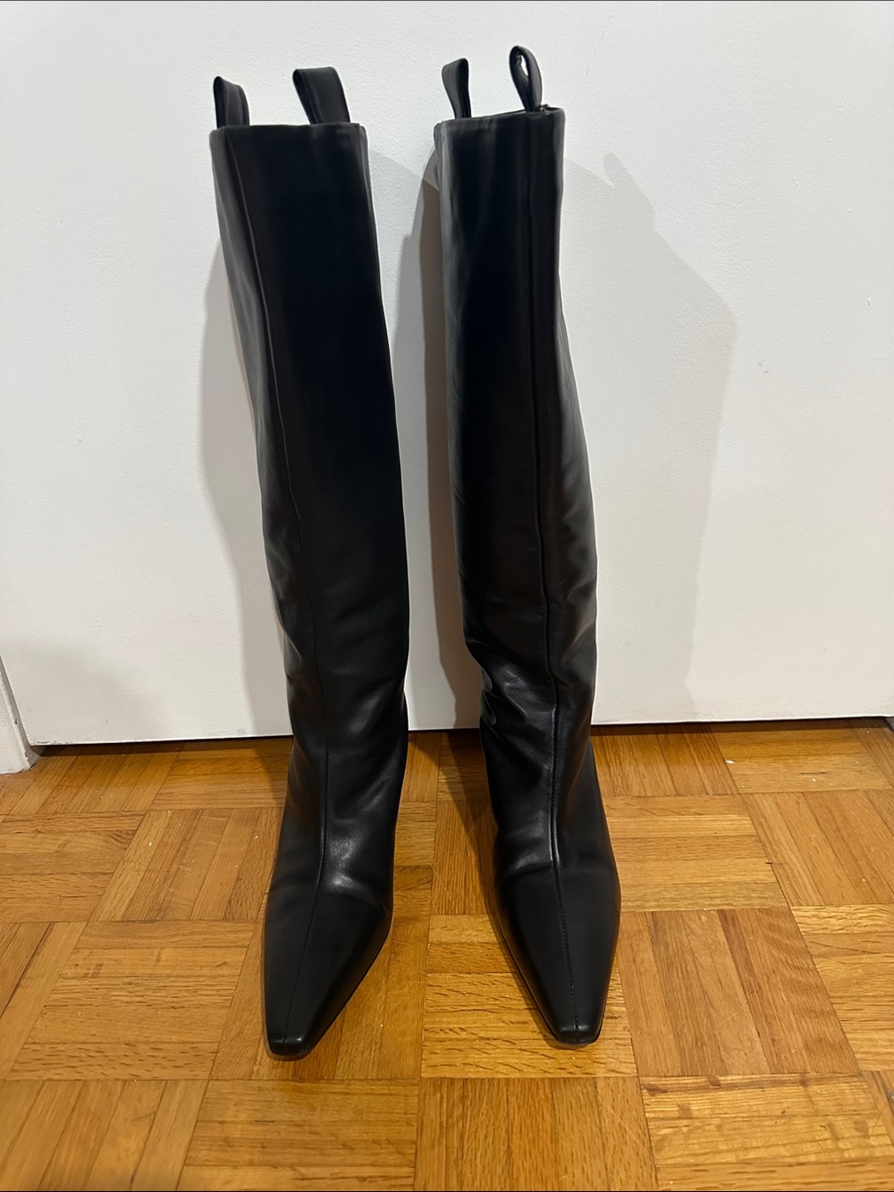 Toteme Black Leather Over-The-Knee Pointed Boots